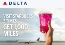 Delta Starbucks partnership 1,000 bonus SkyMiles