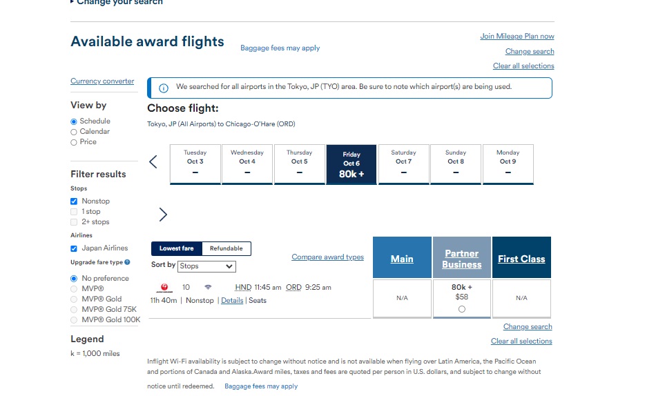 a screenshot of a flight search