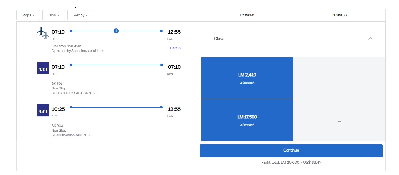 a screenshot of a flight schedule