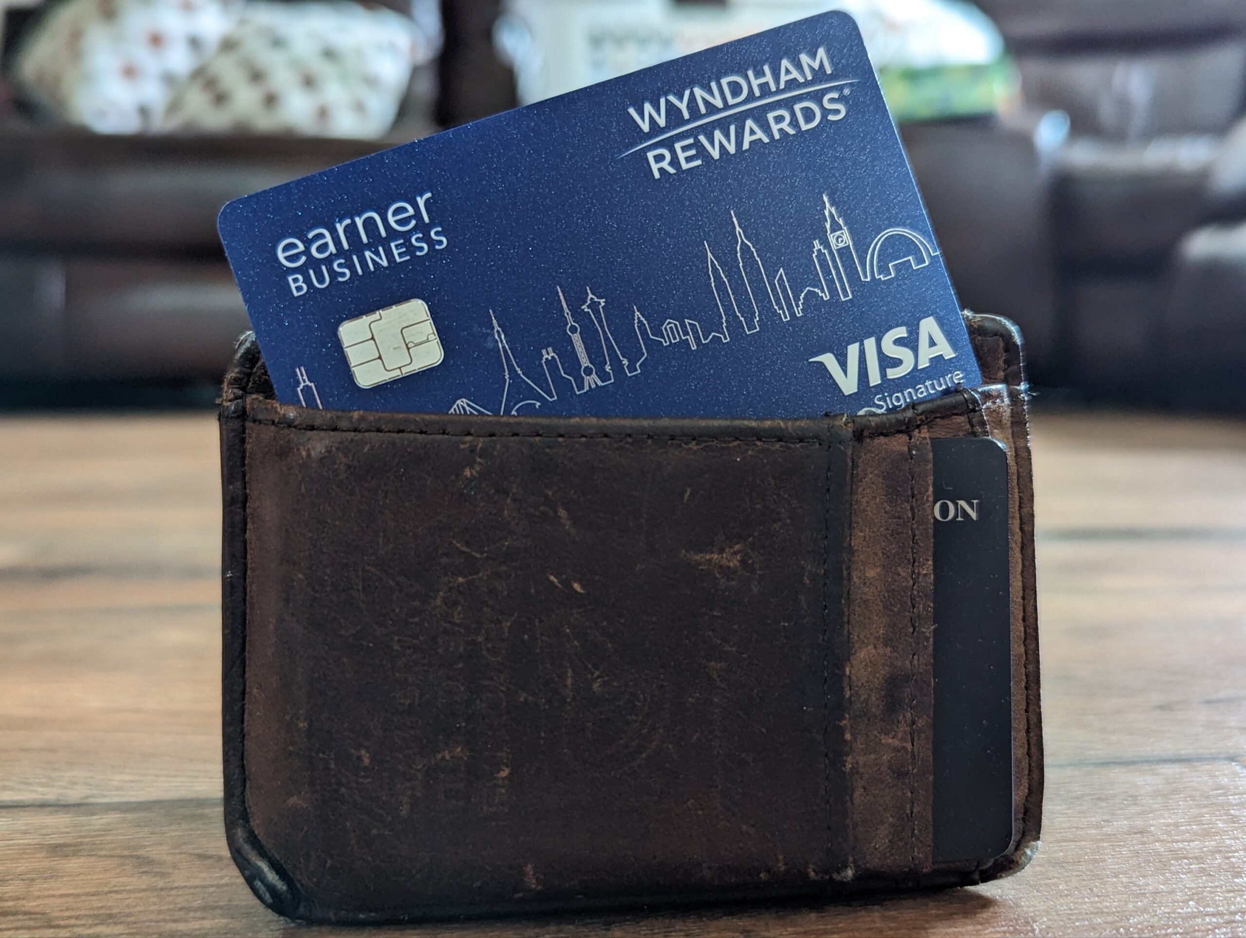 a wallet with a credit card in it