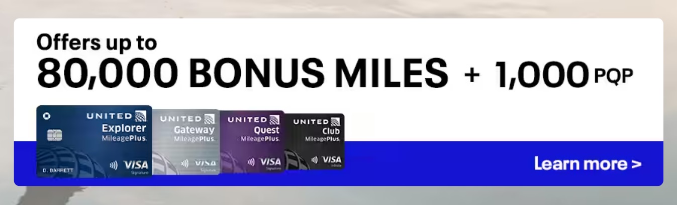 Chase United credit cards increased offers logged in banner
