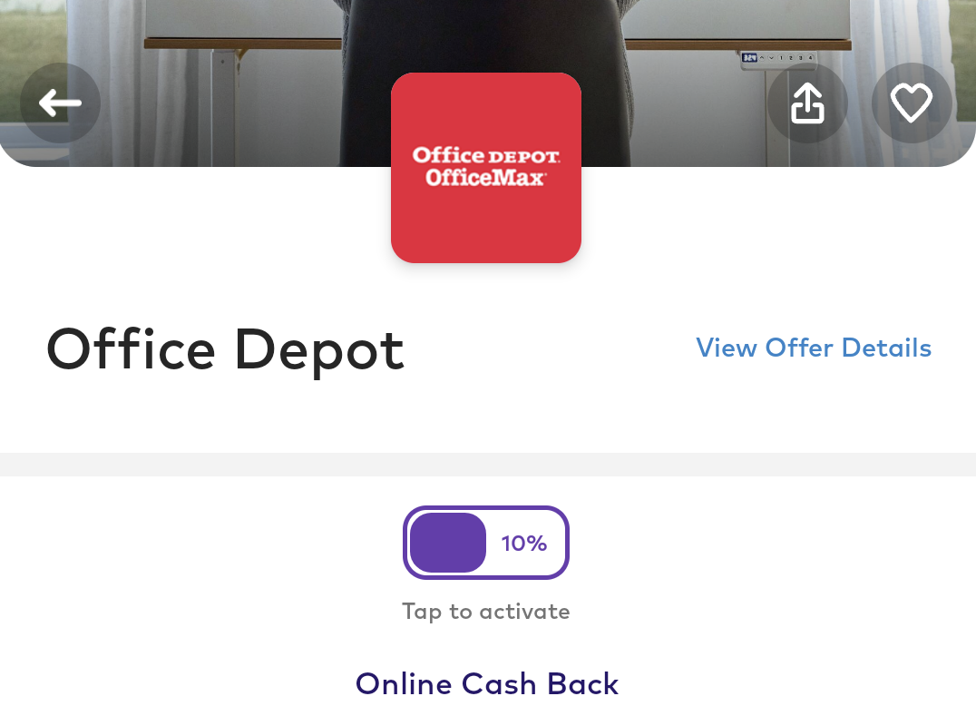 Dosh Office Depot 10% cashback linked Visa