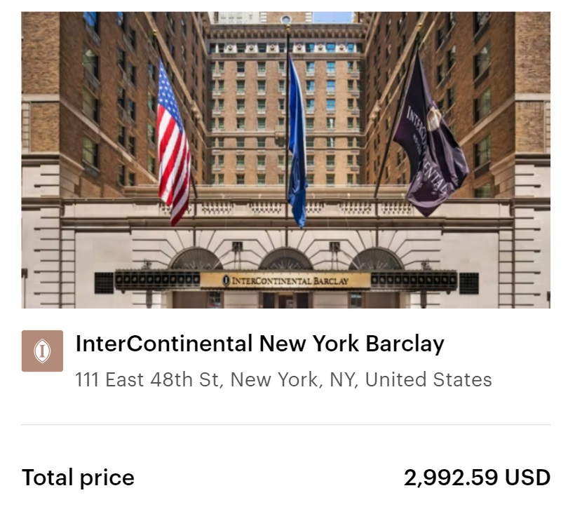 InterContinental Barclay cash stay