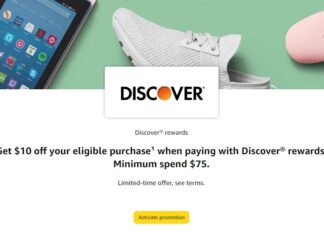 AMZ Discover $10 off $75