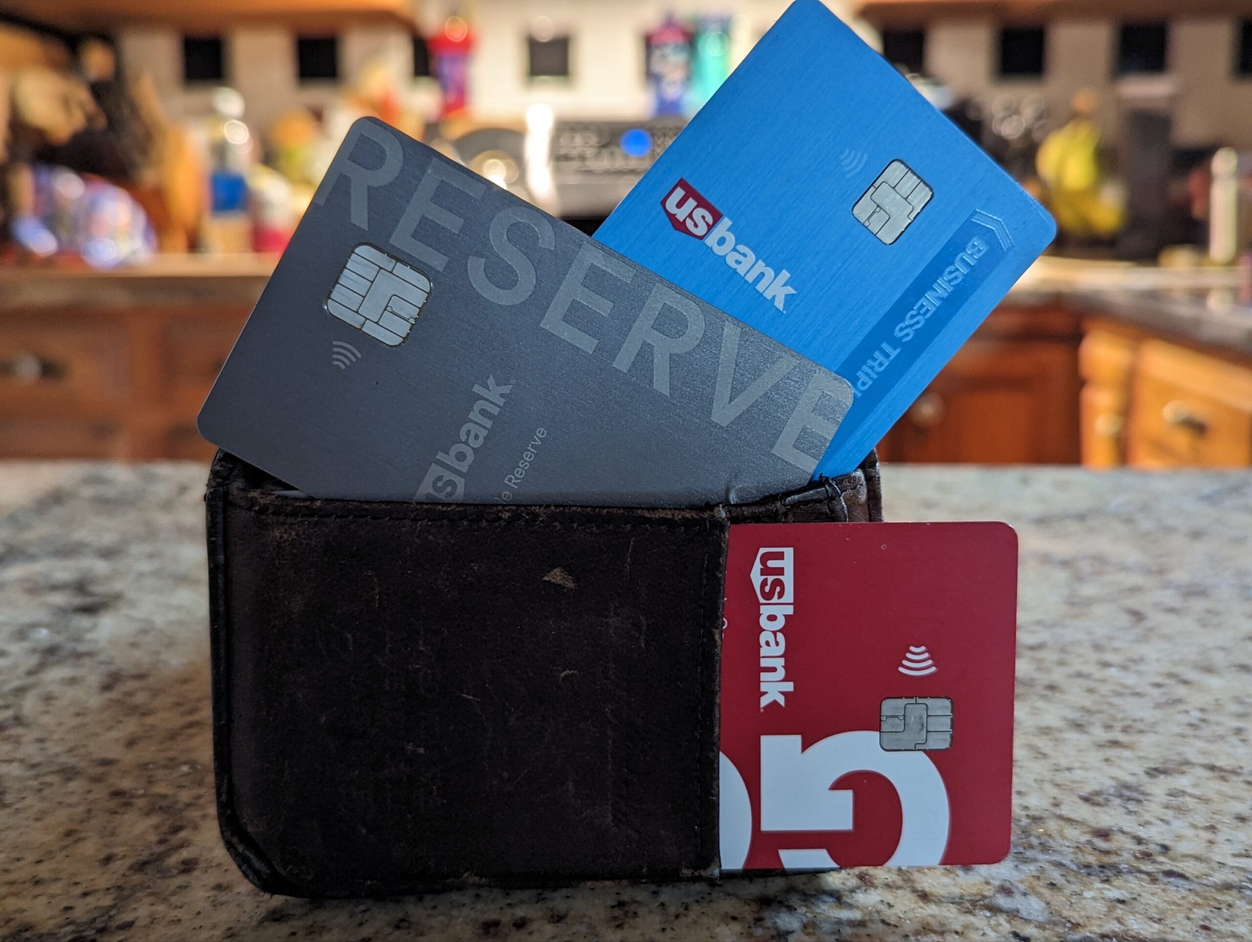 a wallet with credit cards in it