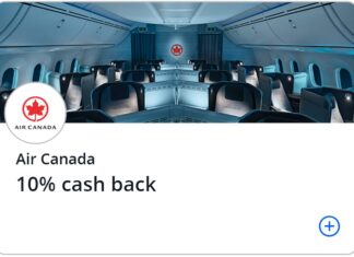 Air Canada Chase Offer 10% back $100-$400 spend