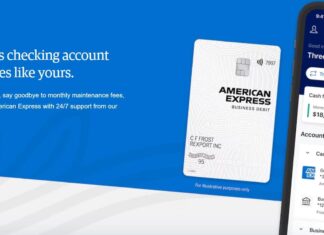 a credit card on a blue background