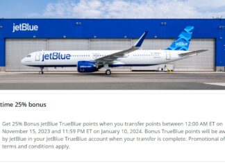 Chase Ultimate Rewards JetBlue 25% transfer bonus