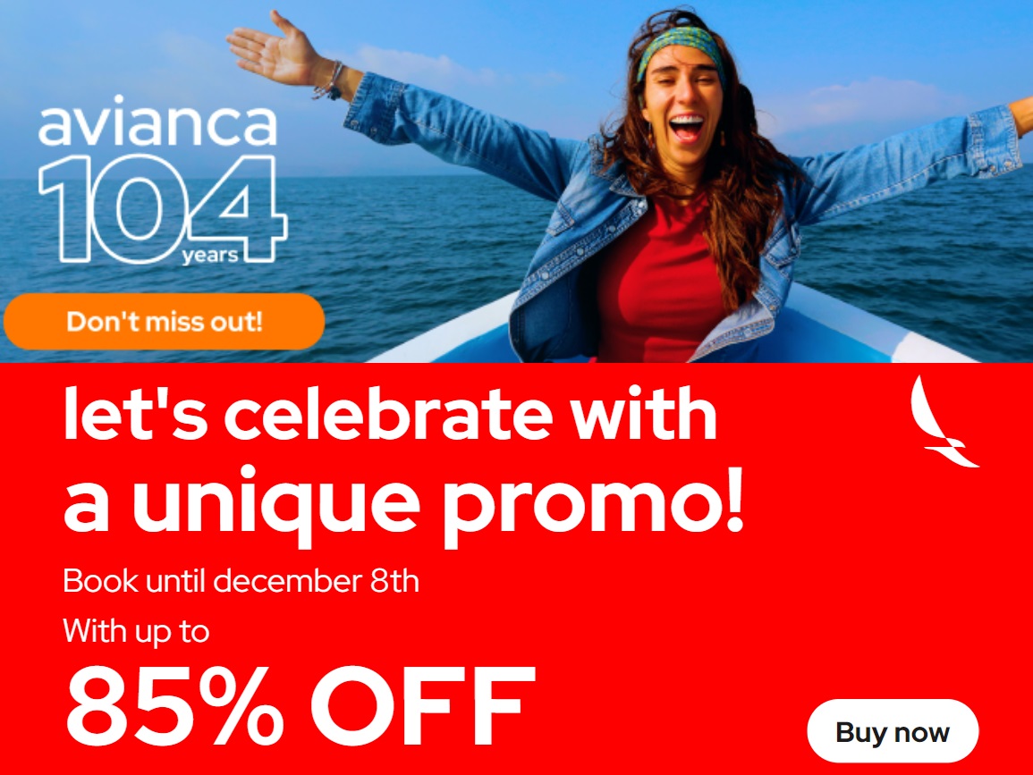 Avianca up to 85% off promo