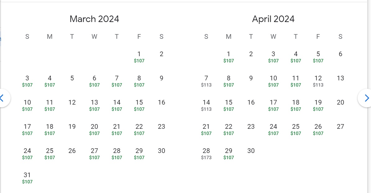 a calendar with green numbers and green text