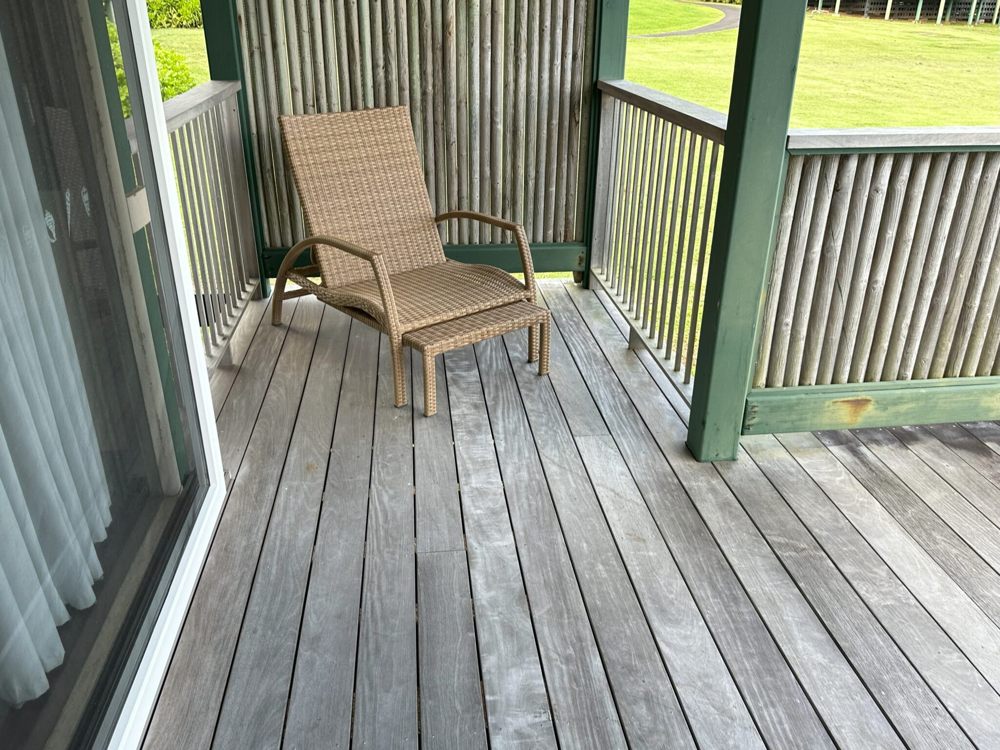 a chair on a deck