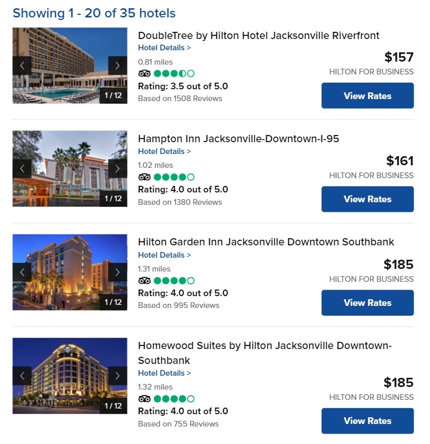 Hilton for Business rates in Jacksonville, FL