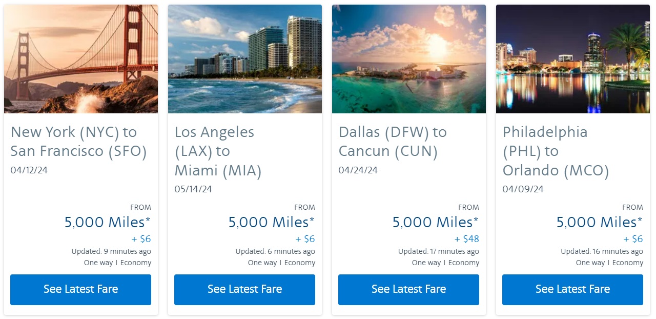 American Airlines 5,000 mile award sale routes