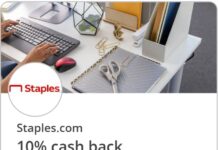 Staples Chase Offer 10% back