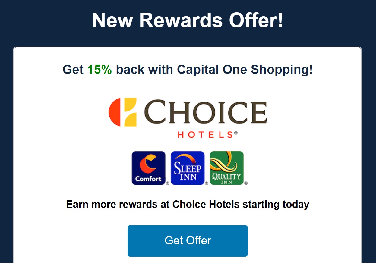 Capital One Shopping Choice Hotels 15%