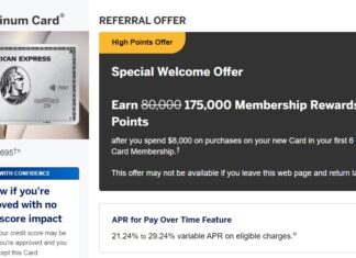 Amex Platinum 175,000 Membership Rewards referral offer