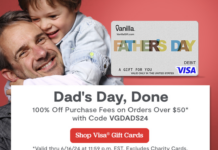VanillaGift Visa gift card deal promo code VGDADS24