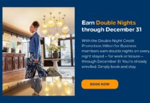 Hilton for Business double elite nights promotion