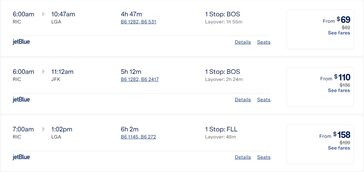 JetBlue sale promo code FALL2024 RIC-LGA