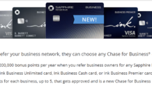 Chase Ink / Sapphire Business Cards: Now 40K points per referral up to 200K max