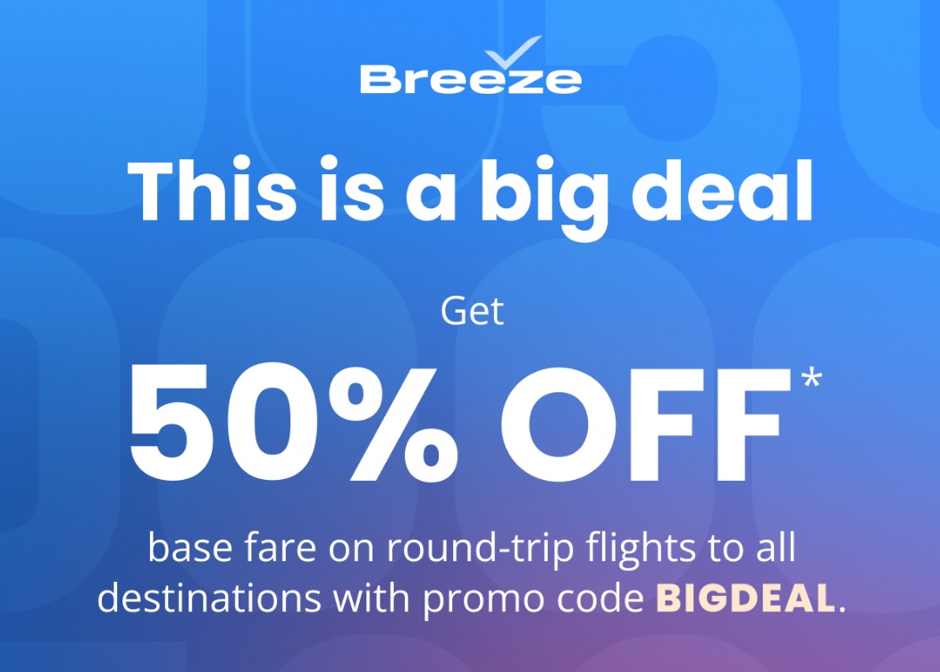 Breeze Airways promo code BIGDEAL