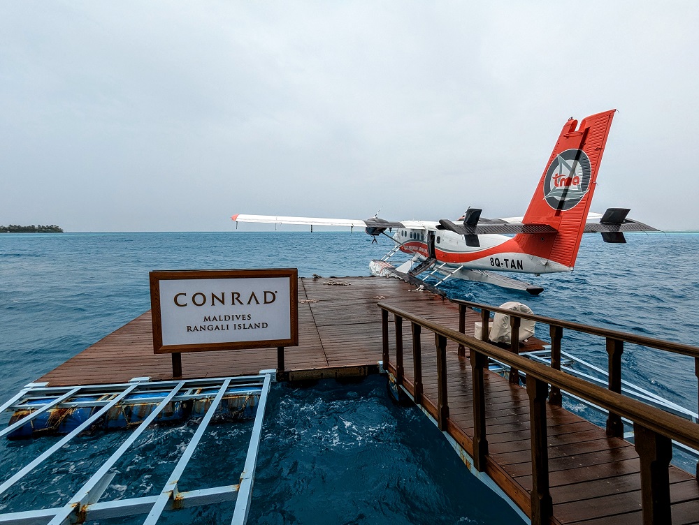 Seaplane landing dock at the Conrad Maldives Rangali Island