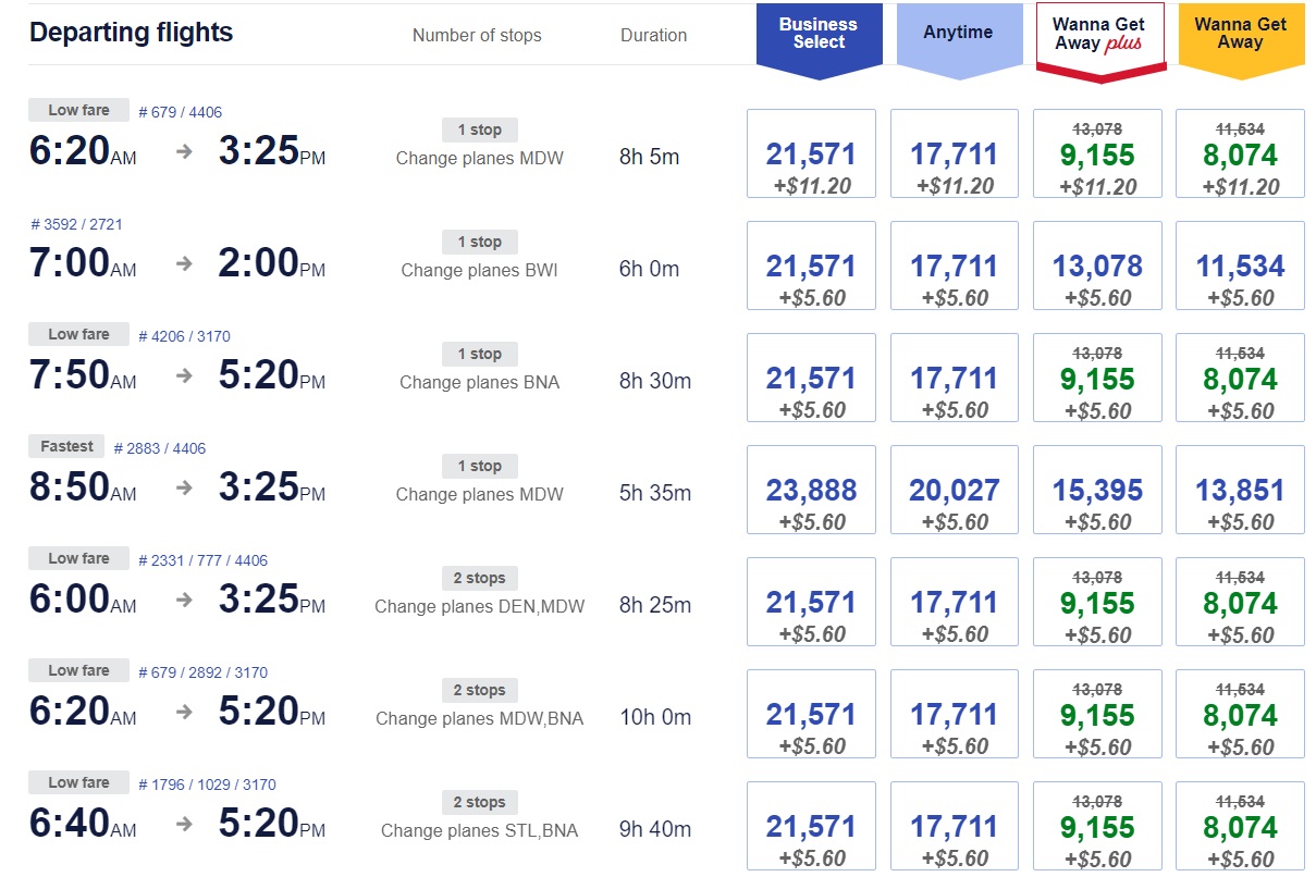 Southwest Minneapolis to Portland, ME award flights