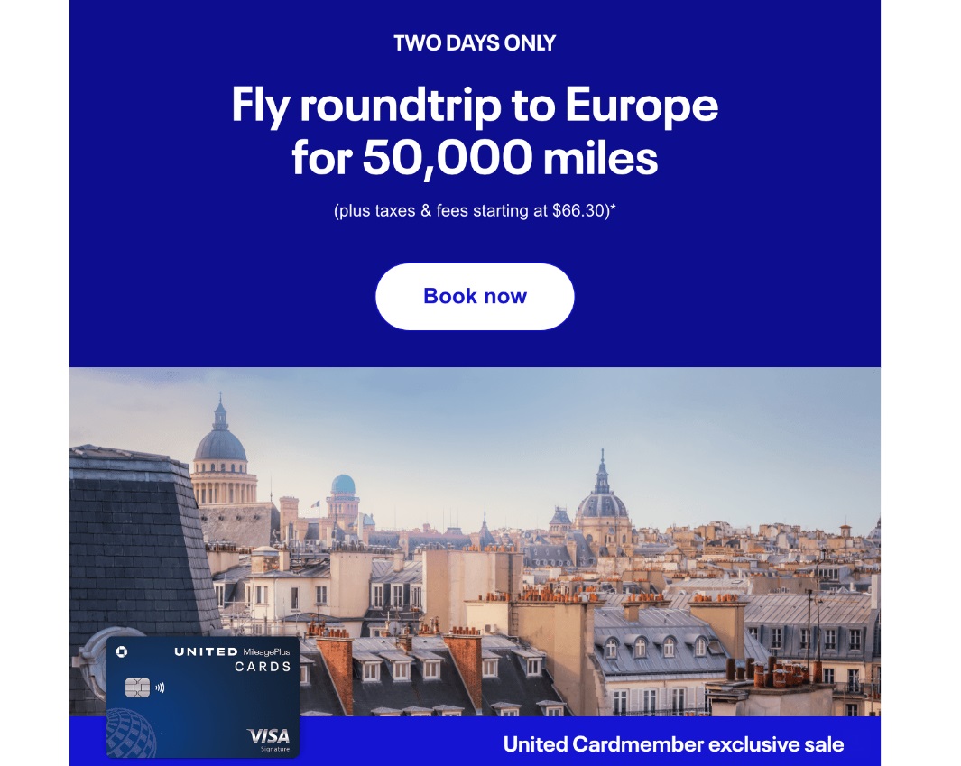 United cardholder award sale Europe