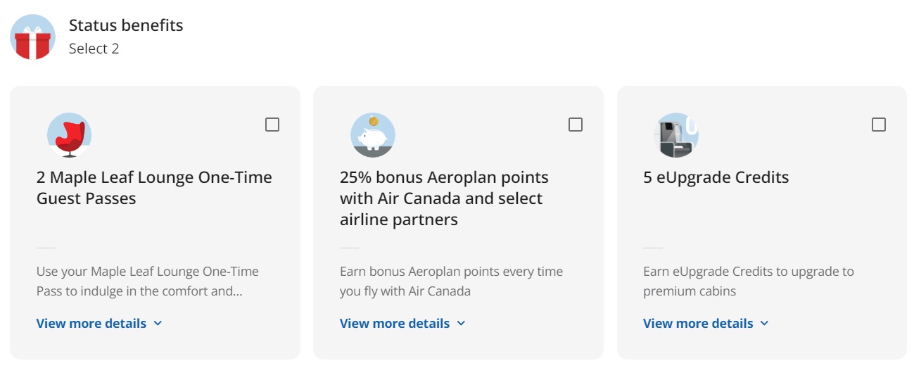 Aeroplan 25k status benefits