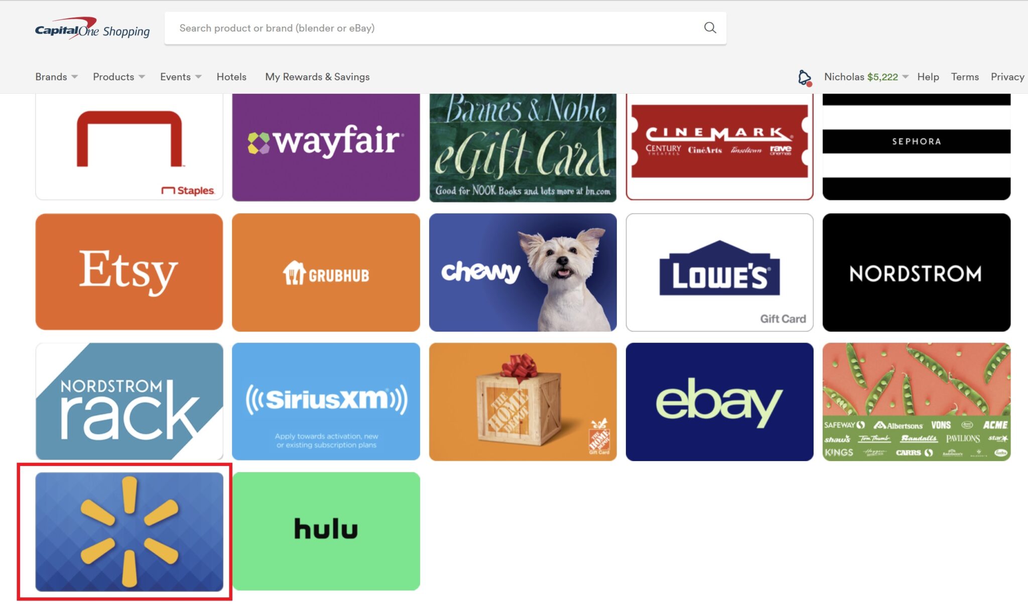Capital One Shopping brings back Walmart gift card redemptions
