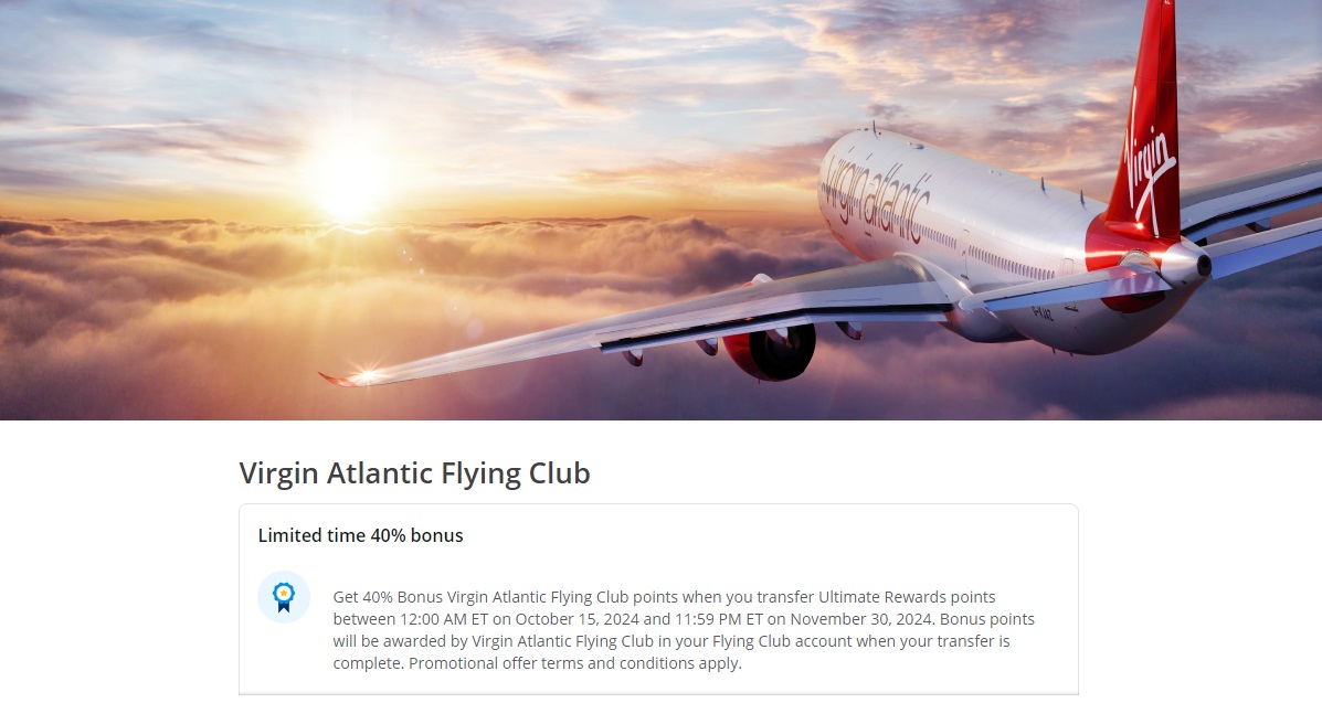 Chase Ultimate Rewards Virgin Atlantic transfer bonus