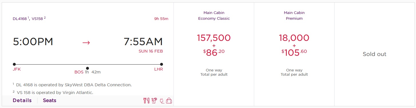 Virgin Atlantic JFK-LHR February 2025 pricing glitch 2