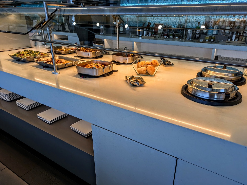 American Airlines Flagship Lounge buffet at Los Angeles airport