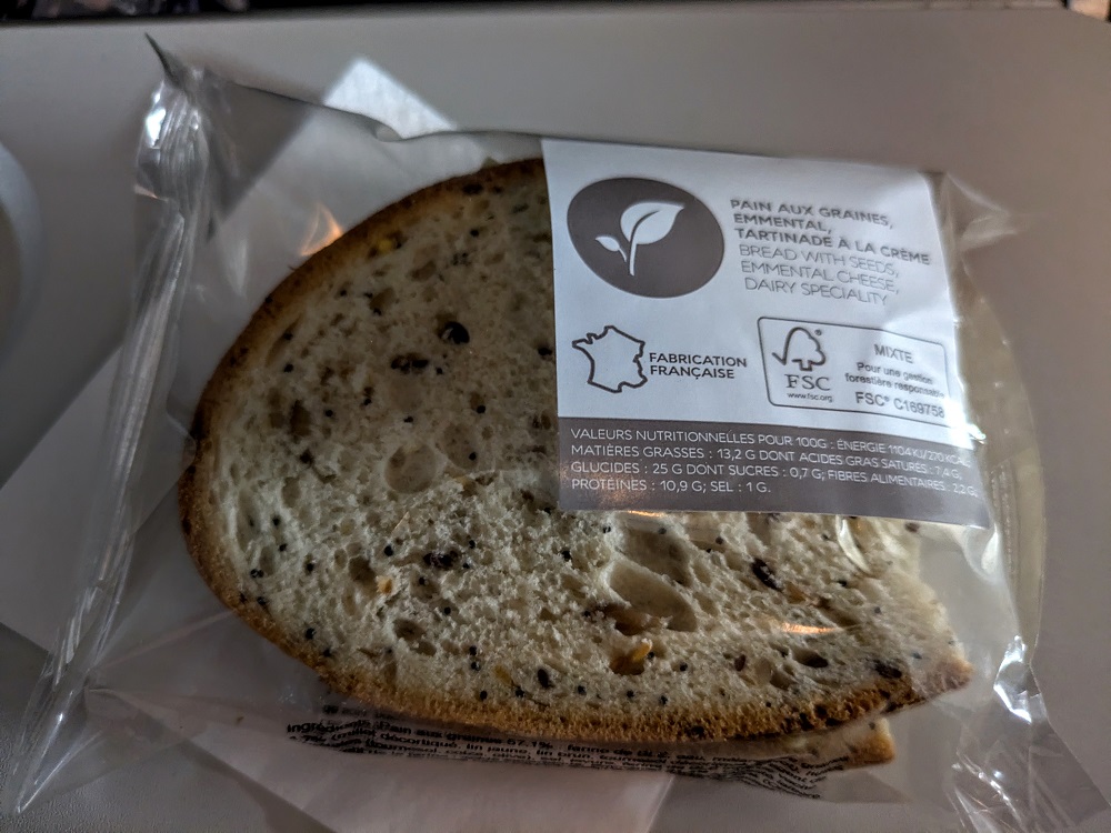 Cheese sandwich in Air France economy