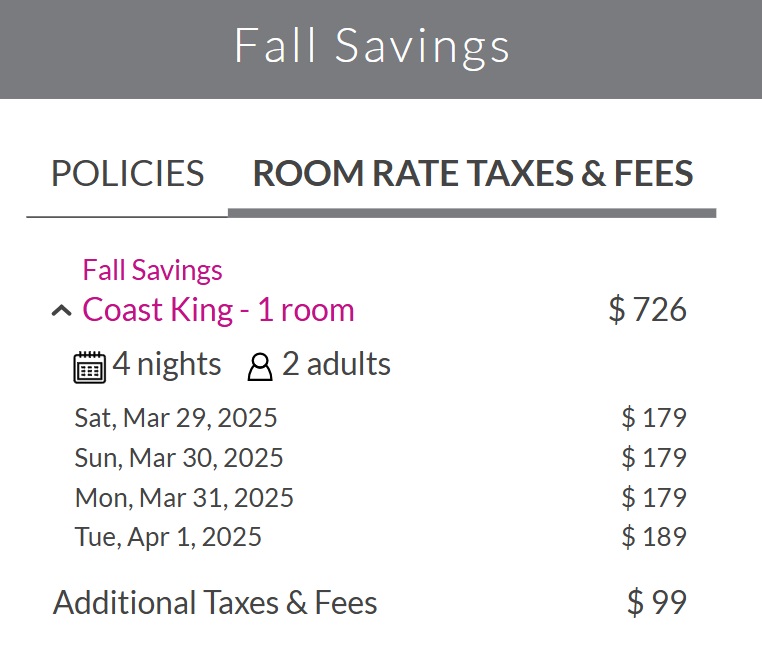 Coast Hotels BOGO pricing Flex Rate