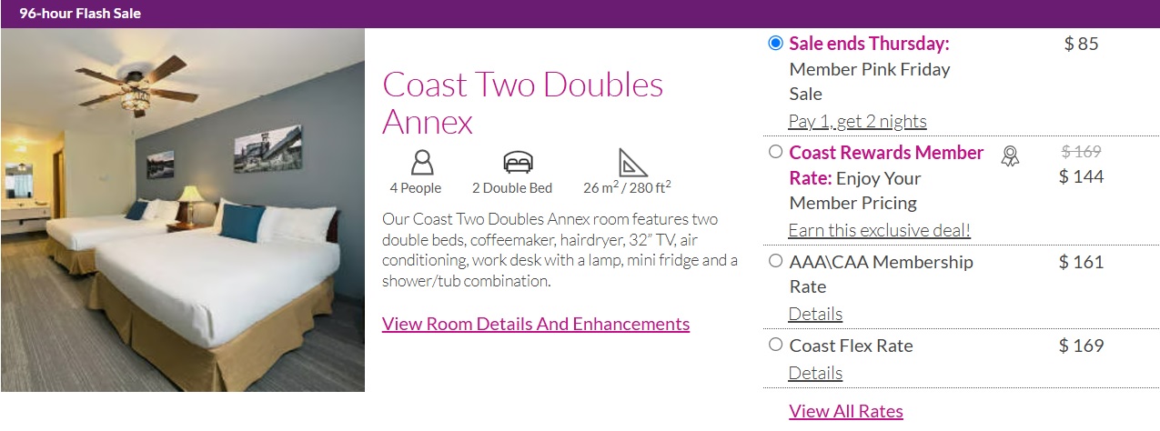 Coast Hotels BOGO pricing The Downtown