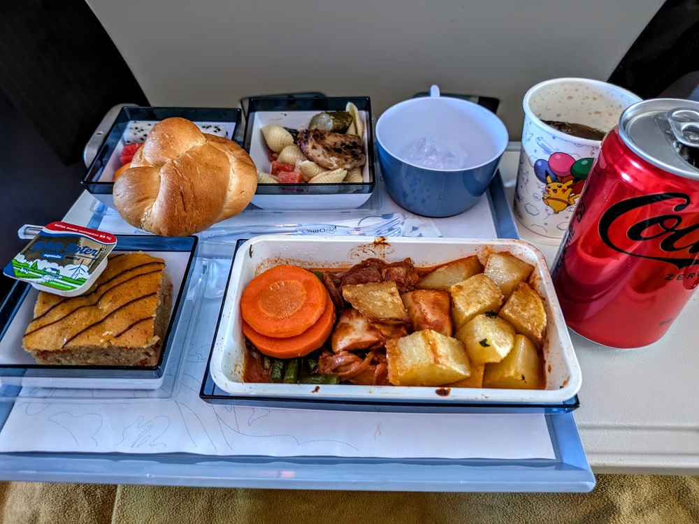 Economy meal on China Airlines from Ho Chi Minh to Taipei