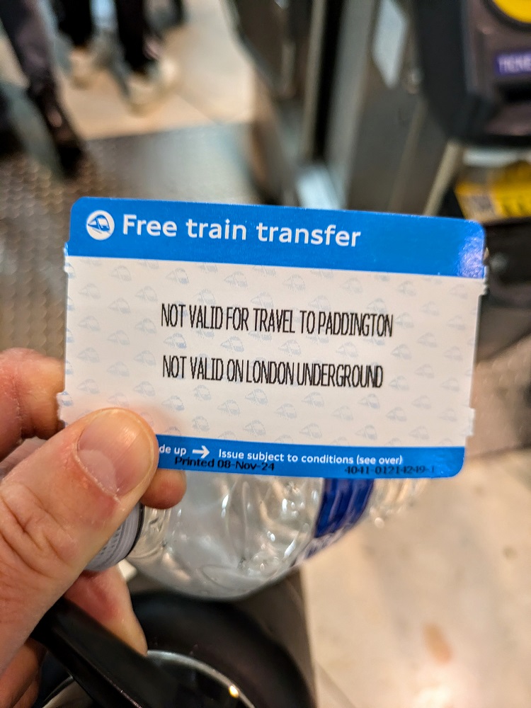 Free train transfer ticket