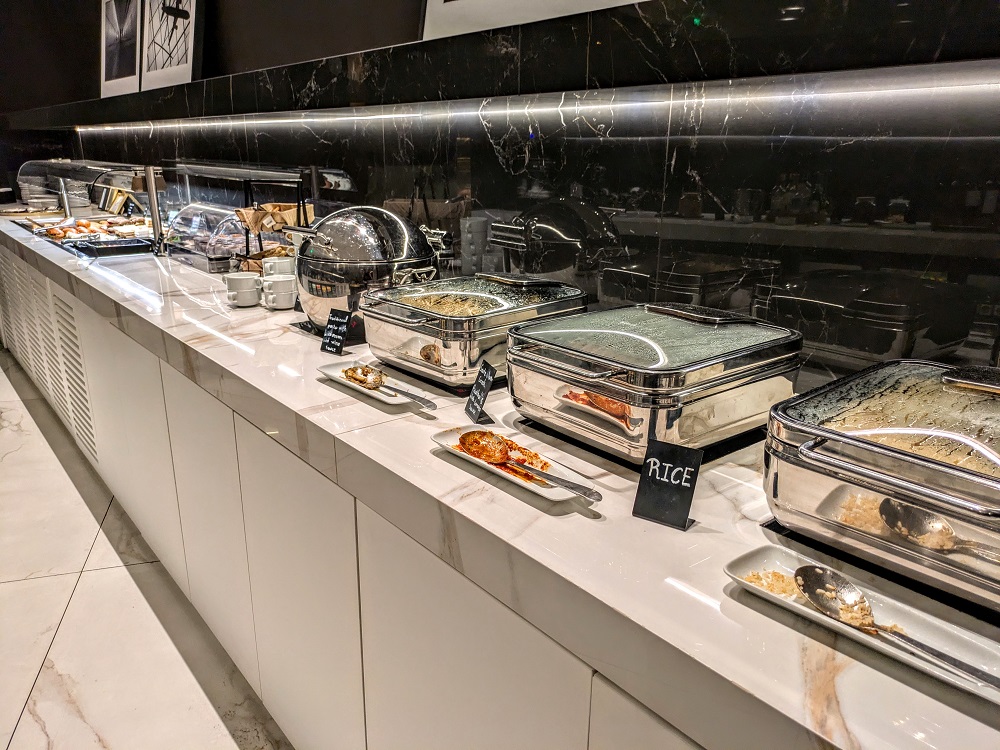 Part of the buffet at the Goldair Handling Lounge at Athens airport