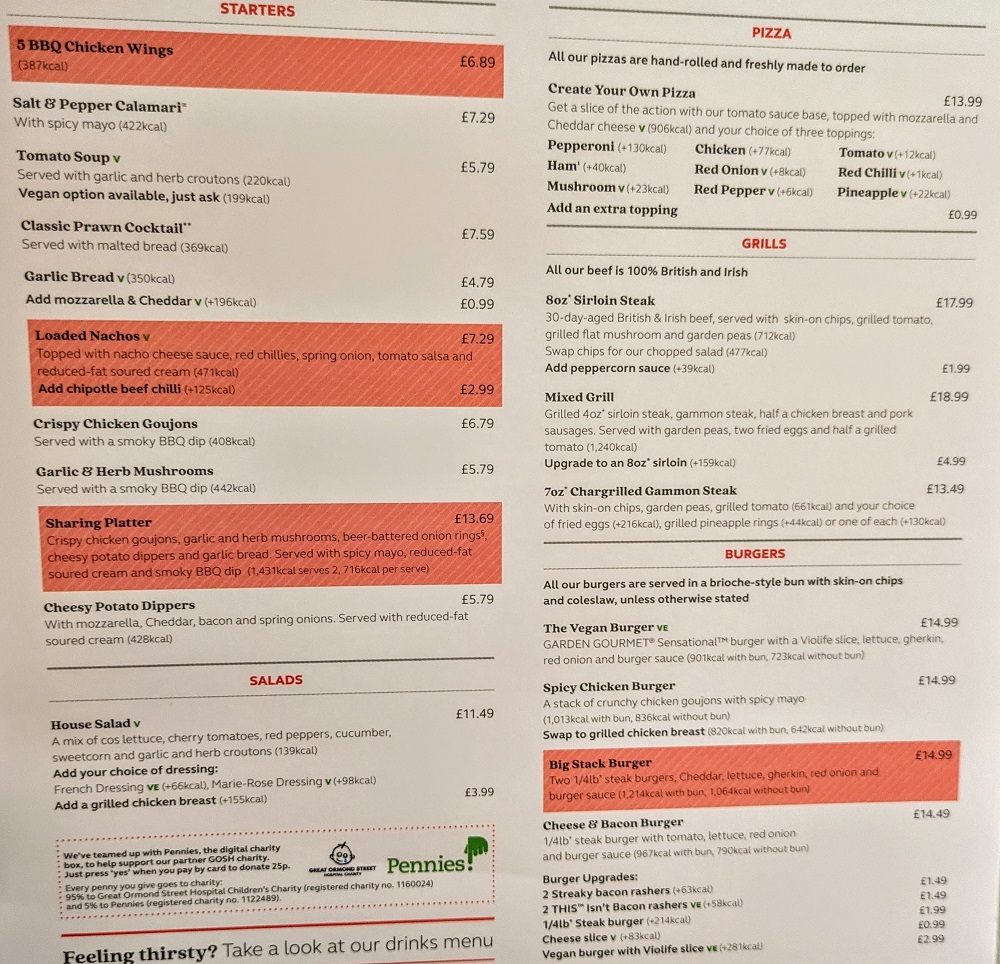 Premier Inn London Heathrow Terminal 4 - Dinner menu 1