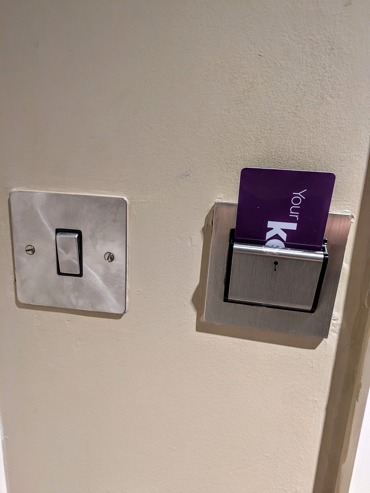 Premier Inn London Heathrow Terminal 4 - Insert your room key to turn lights on. Remember to take the key with you when you leave the room