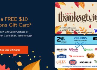 TheGiftCardShop Vanilla Visa Zift Zillions gift cards deal promo code BF24