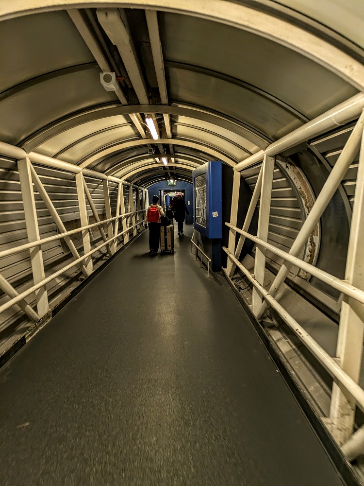 There's a covered walkway, but you'll want a jacket when it's cold outside