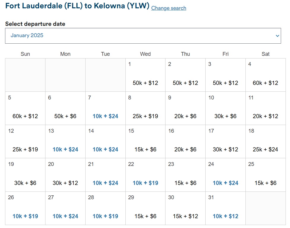 Alaska Airlines award sale FLL-YLW