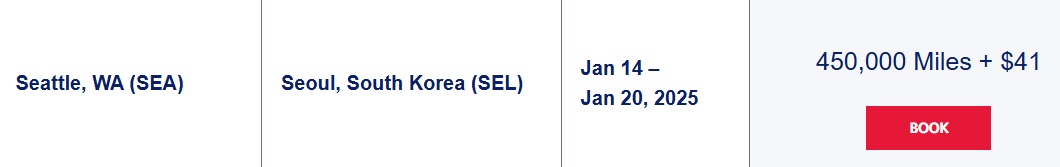 Delta award sale Seattle to Seoul