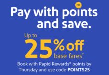 Southwest award sale promo code POINTS25