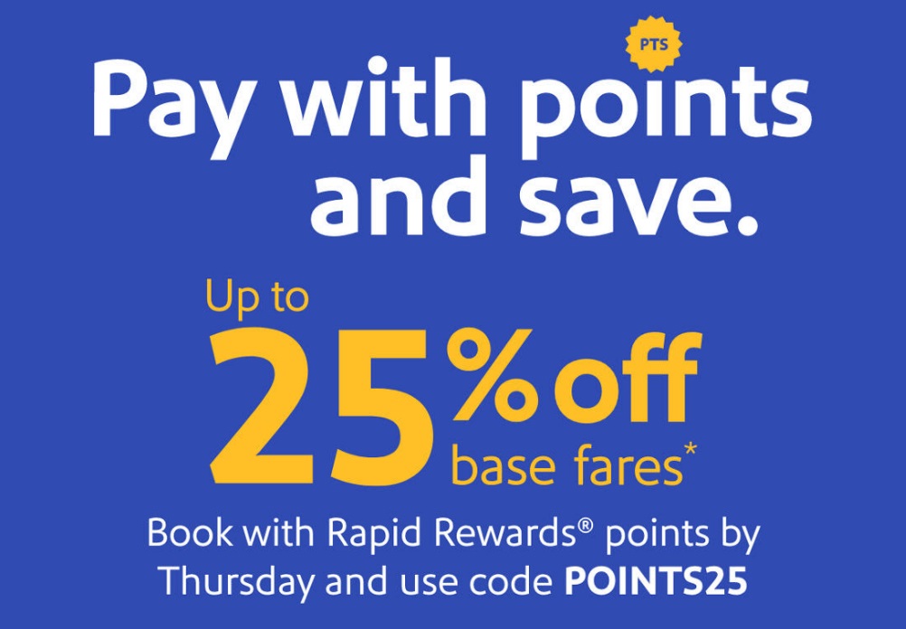 Southwest award sale promo code POINTS25