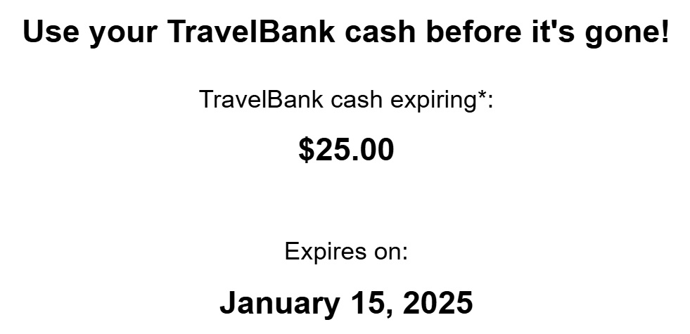 United TravelBank Cash Expiration $25