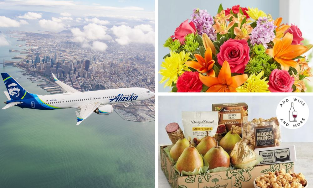 Earn 25x Alaska Airlines miles on 1-800-Flowers and Harry & David orders with promo code AKA4