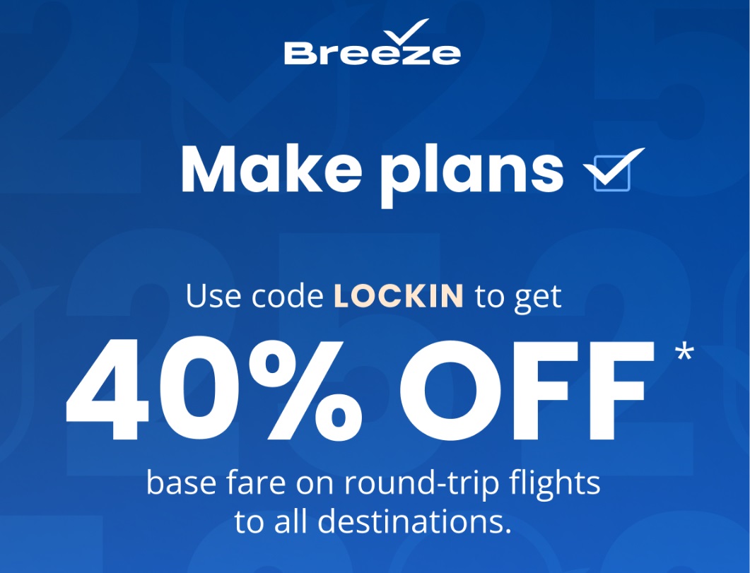 Breeze Airways promo code LOCKIN